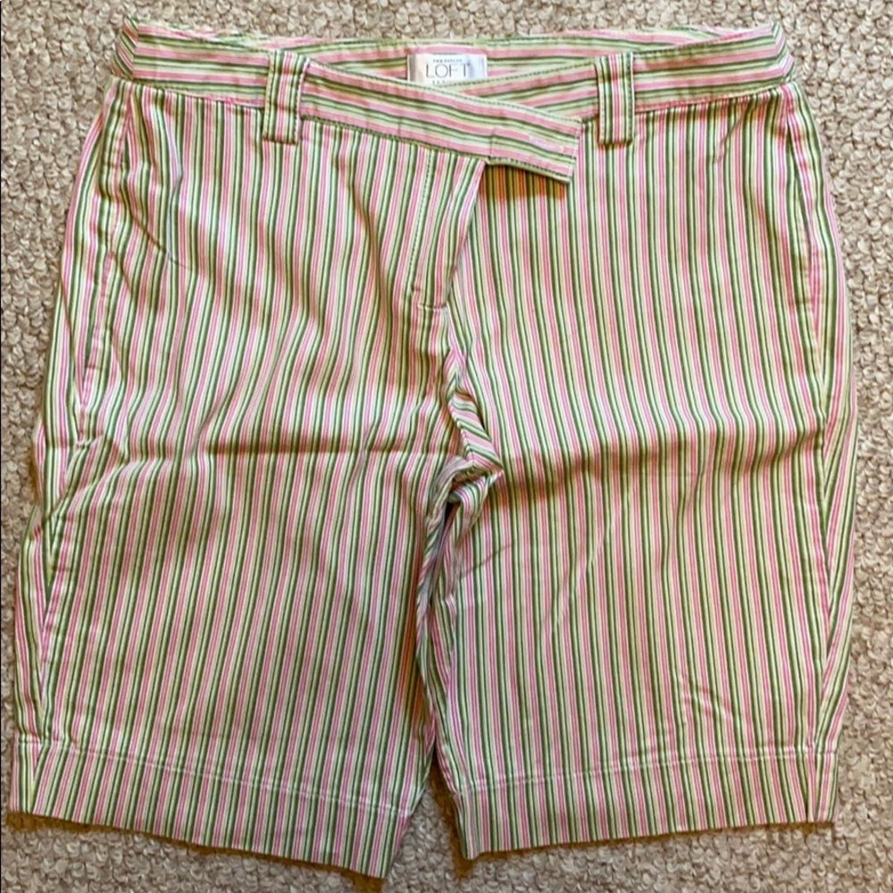 Tan pink and green pinstripe size 8p shorts